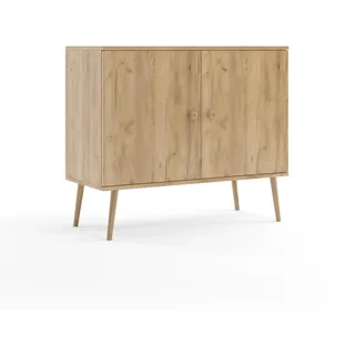 NATURA Kommode 100cm Eiche Craft Gold Sideboard Boho Echtholz Buche Soft-Close Lieferung Wohnung - Naturbelassen