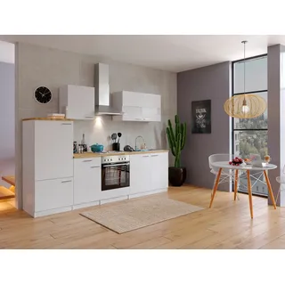 Küchenzeile Malia 270 cm E-Geräte Edelstahlkochfeld weiß