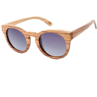 Mini Tree Sonnenbrille Holz Herren Polarisiert Verspiegelt Handgefertigte Cat.3 Floating Retro Rund Sun Brille für Damen UV400 Schutz (Holzrahmen Schwarz Linse)