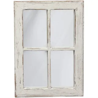 Sintosin Rustikaler Fensterspiegel 28 x 39.5 cm, Distressed Weiß Rechtwinklig Spiegel Wand, Hand Crafted Dekorative Wandspiegel, Vintage Spiegel mit Rahmen für Flur Wohnzimmer Küche