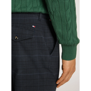 Chinohose TOMMY HILFIGER "DENTON 1 PLT POW CHECK", Herren, Gr. 30, Länge 34, blau (desert sky), Web, Obermaterial: 99% Baumwolle, 1% Elasthan, kariert, slim fit lang, Hosen Chinohose, mit Karomuster