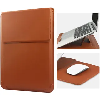HoYiXi 14 Zoll Laptop Hülle PU Leder Tasche Kompatibel mit New MacBook Pro 14 2021/ASUS Vivobook 14/HP Pavilion X360/Lenovo IdeaPad 14/Dell Lenovo HP ASUS Acer Huawei Matebook 14'' PC, Braun