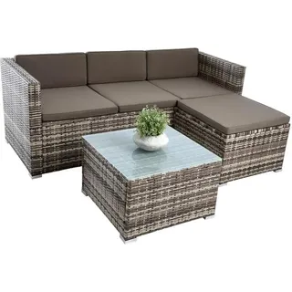 Rattan Lounge Sitzgruppe Gartenmöbel Set Couch 3-Sitzer Rattanmöbel Beige-Braun - Beige, Braun