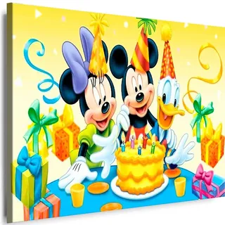 Bilder Leinwand Cartoons Disney Micky Maus für Kinderzimmer Kunstdruck Film - mehrfarbig - 120x80 cm