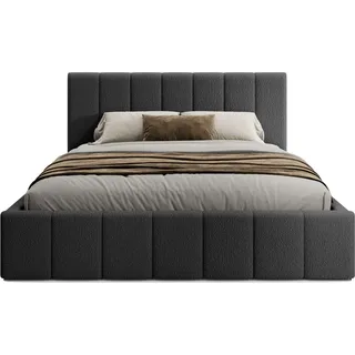 FEDVE Polsterbett Doppelbett Handorf Schlafzimmer Bett Bettkasten 200x200 cm Schwarz (Anthology 19) - Schwarz