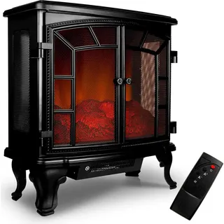 MONZANA® Elektrokamin LED Flammeneffekt 2000W Heizlüfter Elektrisch 2 Heizstufen Fernbedienung Heizung Timer Kamin Wohnzimmer Ofen 70x36x66cm Schwarz - Schwarz