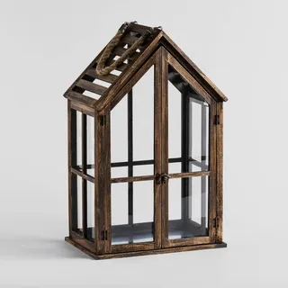 home&you Laterne, Braun, Holz, 21.5x51.5x32 cm, Dekoration, Windlichter, Windlichter