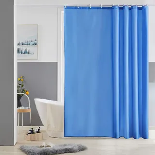 Furlinic 180x180 Blauer Duschvorhang aus Stoff, Wasserdicht Waschbar und Anti-schimmel, Vorhang für Badewanne und Dusche in Badezimmer, Textile Duschvorhänge mit 12 Duschvorhangringe.