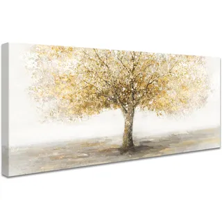 Groß Gelber Herbstbaum Mit Rahmen Leinwand Bilder Kunstdrucke Wandkunst Bild auf Leinwand Malerei Poster Foto Bild Leinwandbilder Abstrakte Moderne Wandbilder Wohnzimmer Schlafzimmer Wanddeko 50x120cm