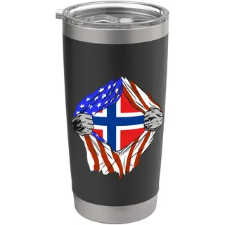 Norwegen USA Amerika Truhe Norwegische Wurzeln Norwegische Flagge Doppelwandiger Edelstahl-Thermobecher