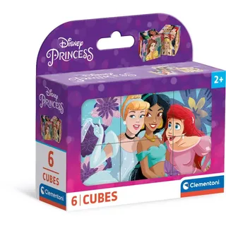 CLEMENTONI Disney Princess 6 Würfel Puzzle Kinder - Geschicklichkeitsspiel für Kinder ab 3 Jahren - Sensorik- & Motorikspielzeug 40660