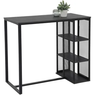 Hela Tische, Bartisch Bistrotisch Klara, Dekor Eiche Dunkelgrau, Metall-Regal-Gestell, 120x60x103cm