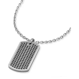 SAVE BRAVE Garett Herren Halskette aus Edelstahl mit Dog-Tag Marke verziert mit Zirkoniasteinen - Länge: 50 cm + 10 cm verlängerbar - inkl. Schmuckverpackung