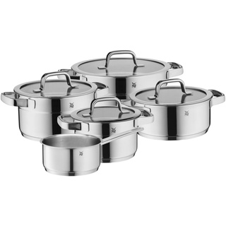 WMF Compact Cuisine Topfset Induktion 5-teilig, Kochtopf Set mit Glasdeckel, Cromargan Edelstahl poliert, Induktions Töpfe Set unbeschichtet, Innenskalierung