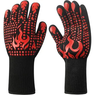 Grillhandschuhe Verbrühungsschutz Hochtemperaturbeständiger feuerfester Handschuh zum Grillen, Grillen, küchensichere Kochhandschuhe für Ofenhandschuhe, Raucher, Grillen