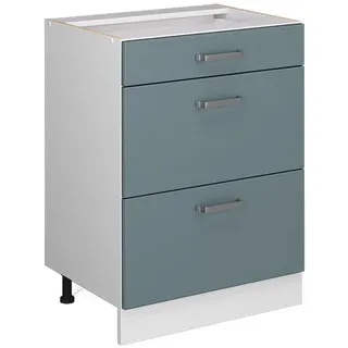 Vicco Schubladenschrank Küchenunterschrank R-Line 60 x 81,6 x 46 cm Blau-Grau