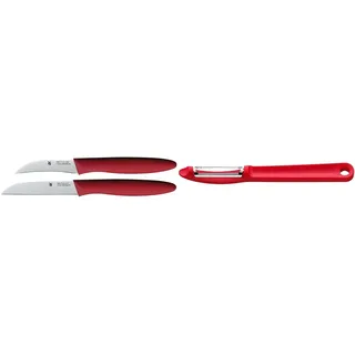 WMF Messerset, 2-teilig, mit Schälmesser und Gemüsemesser, Spezialklingenstahl, Griffe aus Kunststoff, rot & Gourmet Sparschäler 17,5 cm, Tomatenschäler, Gemüseschäler rostfrei, Kunststoff