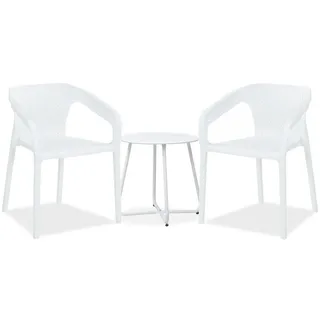 Homestyle4u Gartenmöbel Set 3-tlg in Weiß | Gr.: onesize