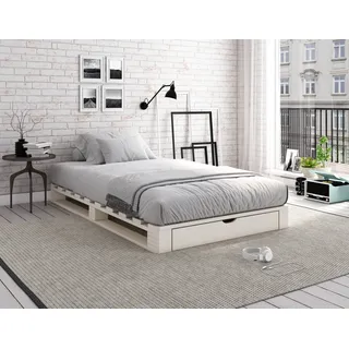 OTTO home Palettenbett »"ALASCO " BESTSELLER! Mit Schublade« zertifiziertes Massivholz, erweiterbar zum Doppel- oder Familienbett, weiß