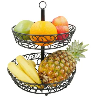 Intirilife Obstkorb Etagere 30/35 cm , Schwarz , Metall , 35 cm , lebensmittelecht , Geschirr, Schalen & Schüsseln, Obstschalen