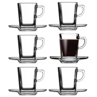 12tlg. Set Espressotassen mit Unterteller Carre - Transparent