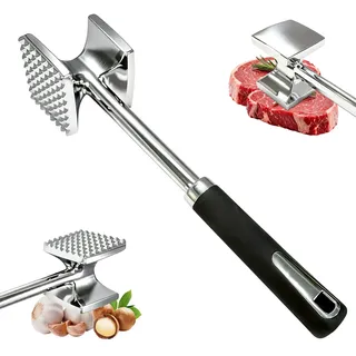 Fleischhammer Fleischklopfer Edelstahl 27 cm Schnitzelklopfer Doppelseitig | Fleischhämmer Steakklopfer Antihaft Fleischzartmacher Fleischplattierer Meat Tenderizer Küchenhammer für Steak Huhn Schwein