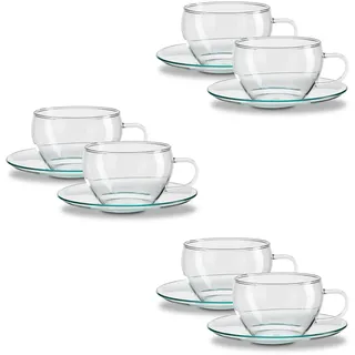 Peill+Putzler Germany 6er Set Cappuccinotassen 250ml, Gläser mit Henkel, spülmaschinengeeignet, robuste Kaffee- Teegläser aus Borosilikatglas, hitze- & kältebeständig