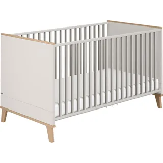 Paidi Babybett FIENE 70x140cm in Grau, umbaubares Kinderbett mit Massivholz, Gitterbett 4-fach höhenverstellbar, entnehmbare Sprossen, Juniorbett grau
