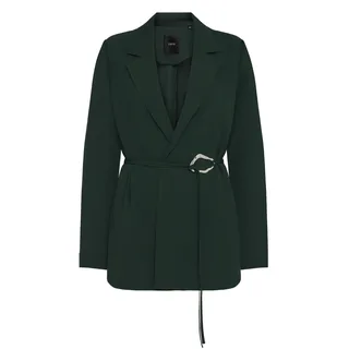 Jackenblazer ZERO "Longblazer strukturiert mit Bindedetail", Damen, Gr. 34, grün (grün forest), Obermaterial: 100% Polyester PES., Blazer Jackenblazer