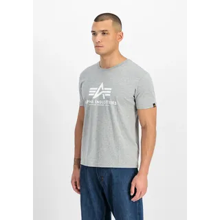 T-Shirt ALPHA INDUSTRIES "Basic BL T-Shirt", Herren, Gr. S, grau (grauheather, weiß), Obermaterial: 100% Baumwolle, Shirts T-Shirt