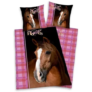 Herding Pferd braun/rosa (135x200+80x80cm)