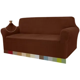 Granbest High Stretch Sofabezug Moderne Sofaüberwurf Jacquard Elastische Sofahusse für Wohnzimmer Protector für Hunde Haustiere (3 Sitzer, Kaffee)
