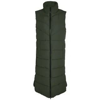 Noisy may Lange Weste Maxi Wattierte Puffer Stepp Jacke Wadenlang ohne Ärmel & Kapuze NMDALCON, Farben:Grün,Größe Damen:S