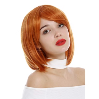 WIG ME UP - 1215-T2735 Perücke Damen Bob Longbob kurz fransig gescheitelt Orange