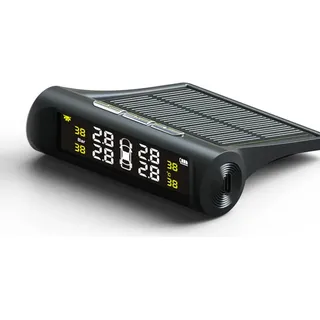 INF Solarbetriebenes TPMS mit Farbdisplay und englischen Sprachwarnungen - Schwarz