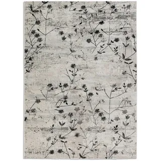 Schöner Wohnen Webteppich , Grau, Schwarz, Beige , Textil , Blume , rechteckig , 133x190 cm , für Fußbodenheizung geeignet, antistatisch, pflegeleicht , Teppiche und Böden, Teppiche, Moderne Teppiche