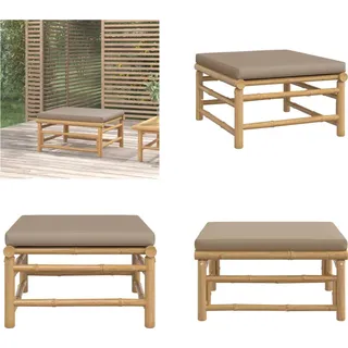 vidaXL Gartenhocker mit Taupe Kissen Bambus - Gartenhocker - Fußschemel - Schemel - Fußhocker - Taupe