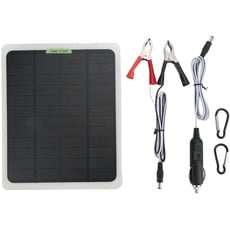 KIMISS Solarpanel-Ladegerät, Tragbares Solar-Ladegerät, 12 V, 20 W, Monokristallin, Dual-USB-Ausgang, Batterieerhalter für Wohnmobil, Auto, Boot
