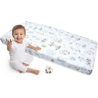 Medi Partners Spannbettlaken 60x120 Baby Bettlaken Kinderbett Spannbetttuch 100% Baumwolle - Fitted Kinder Sheet Bettwäsche Babymatratze Schlafsack Babybett (Hirsch und Igel)