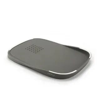 Vialli Design Doppelseitiges Schneidebrett Kunststoff Grau 27x24,5 cm, Livio Kollektion, Anti-Rutsch, Küchenbrett, Frühstücksbrett, Spülmaschinenfest, Antibakteriell Cutting Board