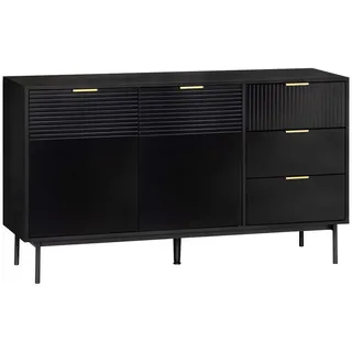 Livetastic Sideboard , Schwarz , Metall , 3 Schublade(n) Schubladen , 140x80x40 cm , Kleinmöbel, Kommoden, Sideboards