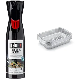 Weber 17685 Antihaft Spray, Grillrost-Pflege, Non-Stick Spray, 200 ml, Schwarz, 25.0 x 6.0 x 9.0 cm & 6415 Small 7-1/2-Inch-by-5-inch Aluminum Drip Pans, Set of 10