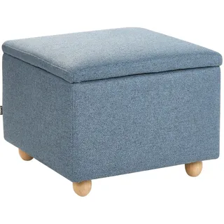 Beliani Pouf mit Stauraum Stoff Blau Ferndale , Textil , Quadratisch , 60x46x60 cm , Wohnzimmer, Sessel, Hocker & Hockerbänke, Poufs