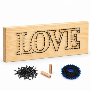 String Art Bastelset Holz mit Vorlagen & Anleitung | Basteln Erwachsene | Fadenkunst Geschenkset für Frauen Männer | Kreatives Geschenk Geburtstag Weihnachten | Wanddeko Handmade