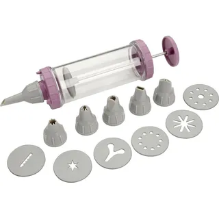 Zenker Garnierspritze mit 6 Tüllen Patisserie Transparent-Grau-Frozen Rose