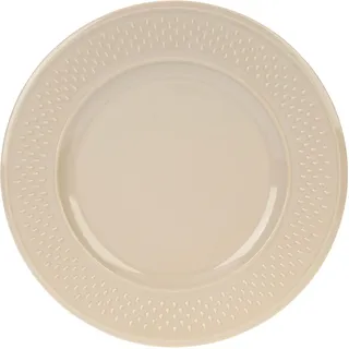 GENEVIEVE LETHU Flacher Teller aus Steingut, Reiskörner, Ø 27 cm, Farbe: Taupe, Dekor, Reiskorn