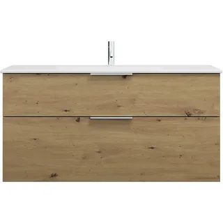 burgbad Eqio Slim Keramik-Waschtisch inklusive Waschtischunterschrank, 1220x490x620mm, SHBT122F5662C0001G0146, Farbe: Eiche Dekor Urban / Eiche Dekor Urban, Griff Chrom G0146