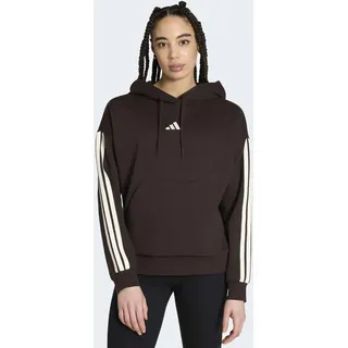 Kapuzensweatshirt ADIDAS SPORTSWEAR "ESSENTIALS 3-STREIFEN FLEECE-HOODIE", Damen, Gr. XS, braun (aurora coffee, ivory), Obermaterial: 55% Baumwolle, 36% Polyester, 9% Viskose, normal, Rundhals, angesetztes Bündchen, Sweatshirts Kapuzensweatshirt, mit Kapuze, aus superweichem Fleece, in normaler Länge, Topseller
