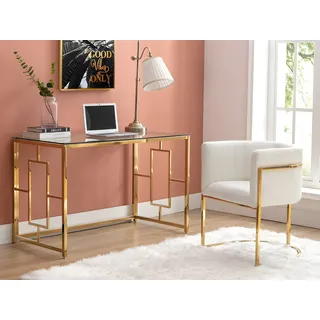 Schreibtisch - Glas & Stahl - Goldfarben & Transparent - CLOTILDE von Pascal Morabito