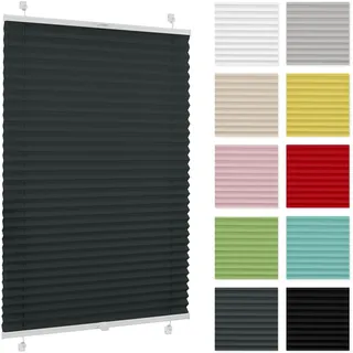 Plissee ohne Bohren 30 cm x 80 cm - Anthrazit - Plissee Klemmfix, Rollos für Fenster ohne Bohren, Jalousien Fenster für innen, Raffrollo, Fensterplissee